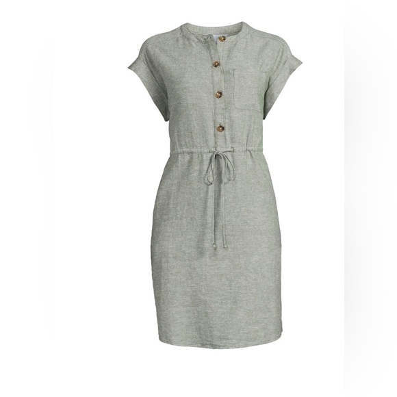 Time and Tru Gray Linen Button-Front Dress | Women’s Medium - Picture 5 of 13